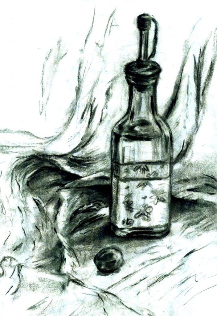 Desenho de garrafa de azeite de oliva