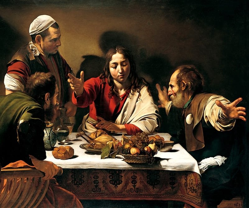 Quadro de Caravaggio: A Ceia em Emaús (1606)