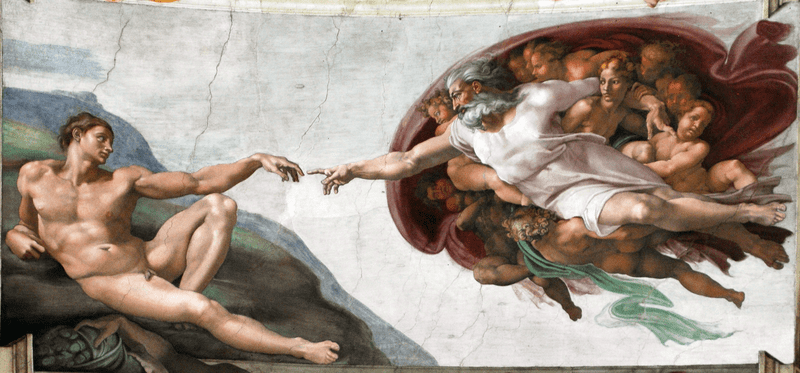 Quadro de arte renascentista: A Criação de Adão, Michelangelo