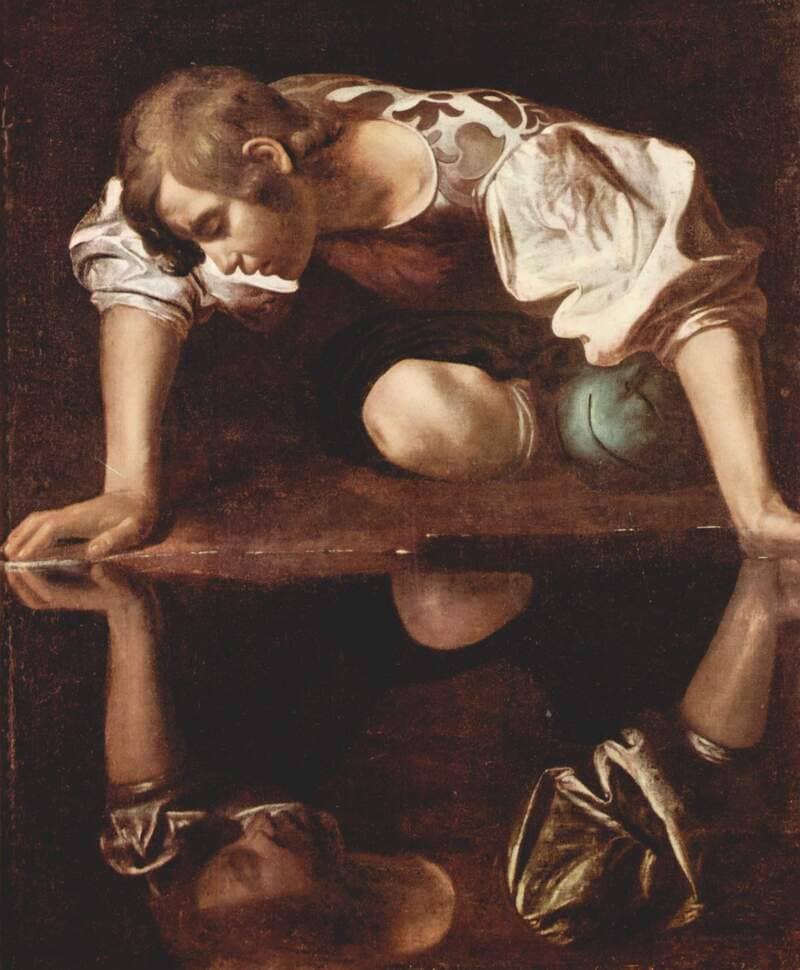 Quadro de Caravaggio: Narciso (1599)