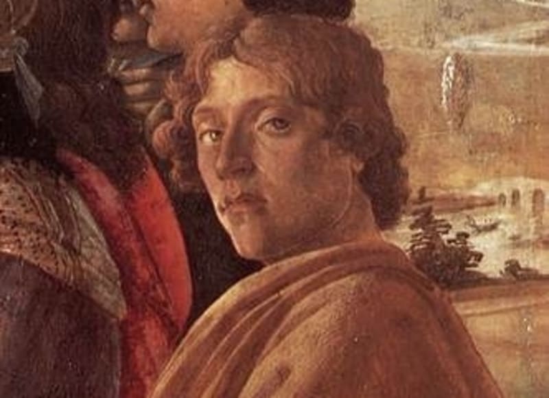 Autorretrato de Botticelli em quadro chamado A Adoração dos Magos